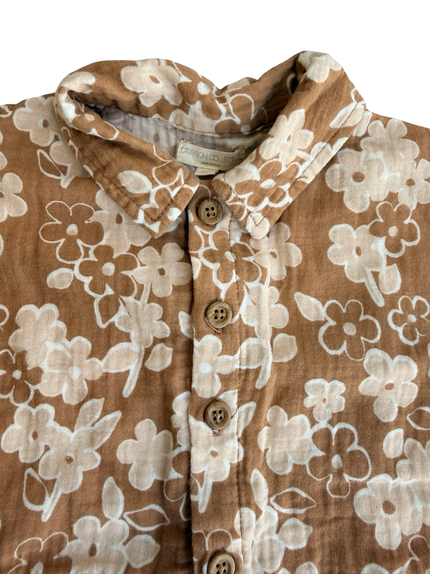 3T Toddler Girl Grayson Mini Collection Tan Floral Romper