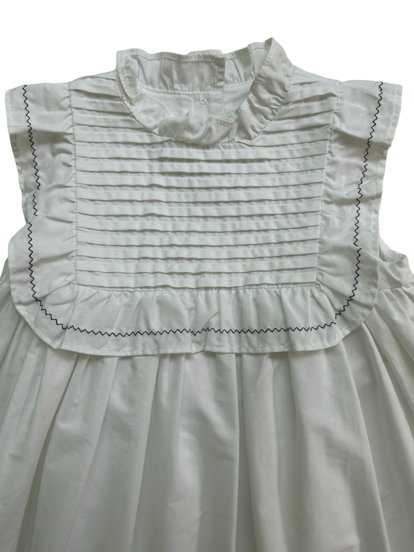 18-24M Baby Girls Janie & Jack Crips Pleating To The Ruffle, Zig-Zag Details And Diaper Cover 2 Pieces Set