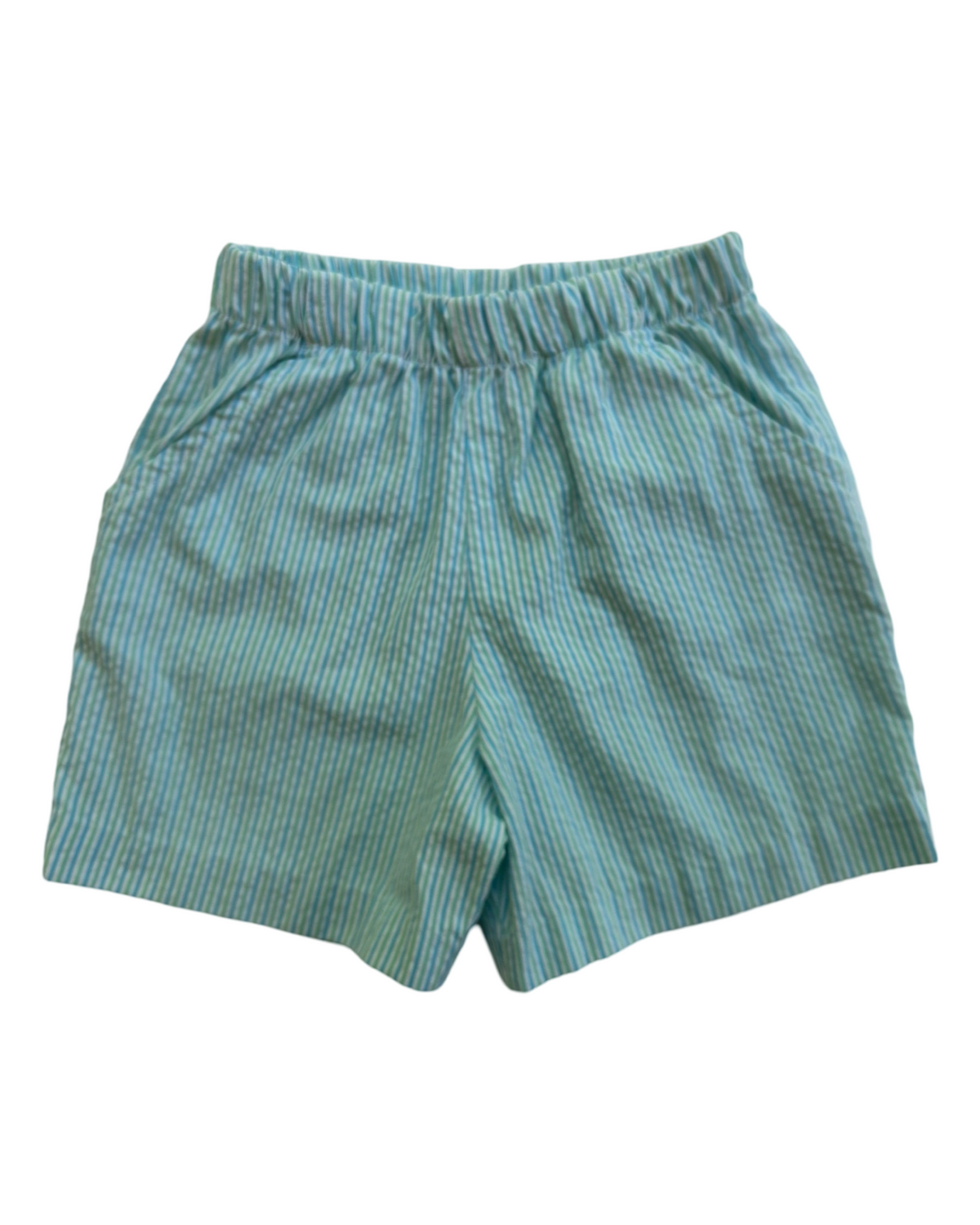 2T Toddler Boy Boutique Bailey Boys Light Blue & Green Striped Shorts