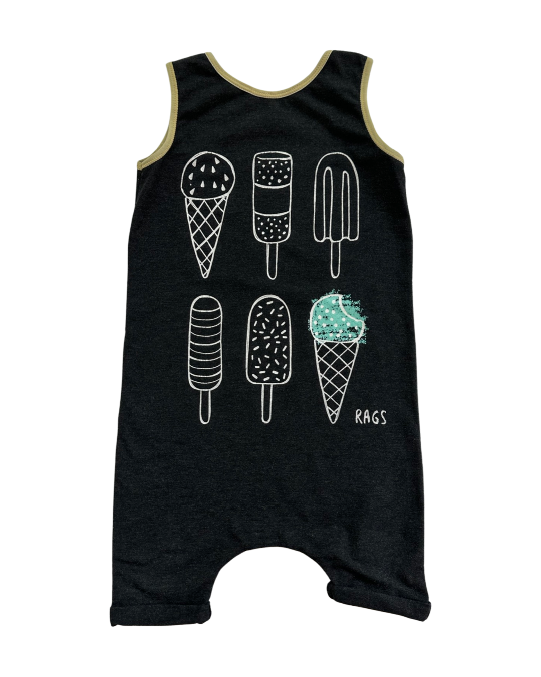 2T Toddler Boy RAGS to Raches Dark Gray Ice Cream / Popsicle Tank Shortie Romper