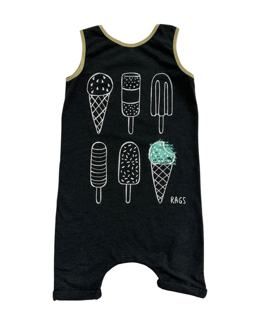2T Toddler Boy RAGS to Raches Dark Gray Ice Cream / Popsicle Tank Shortie Romper