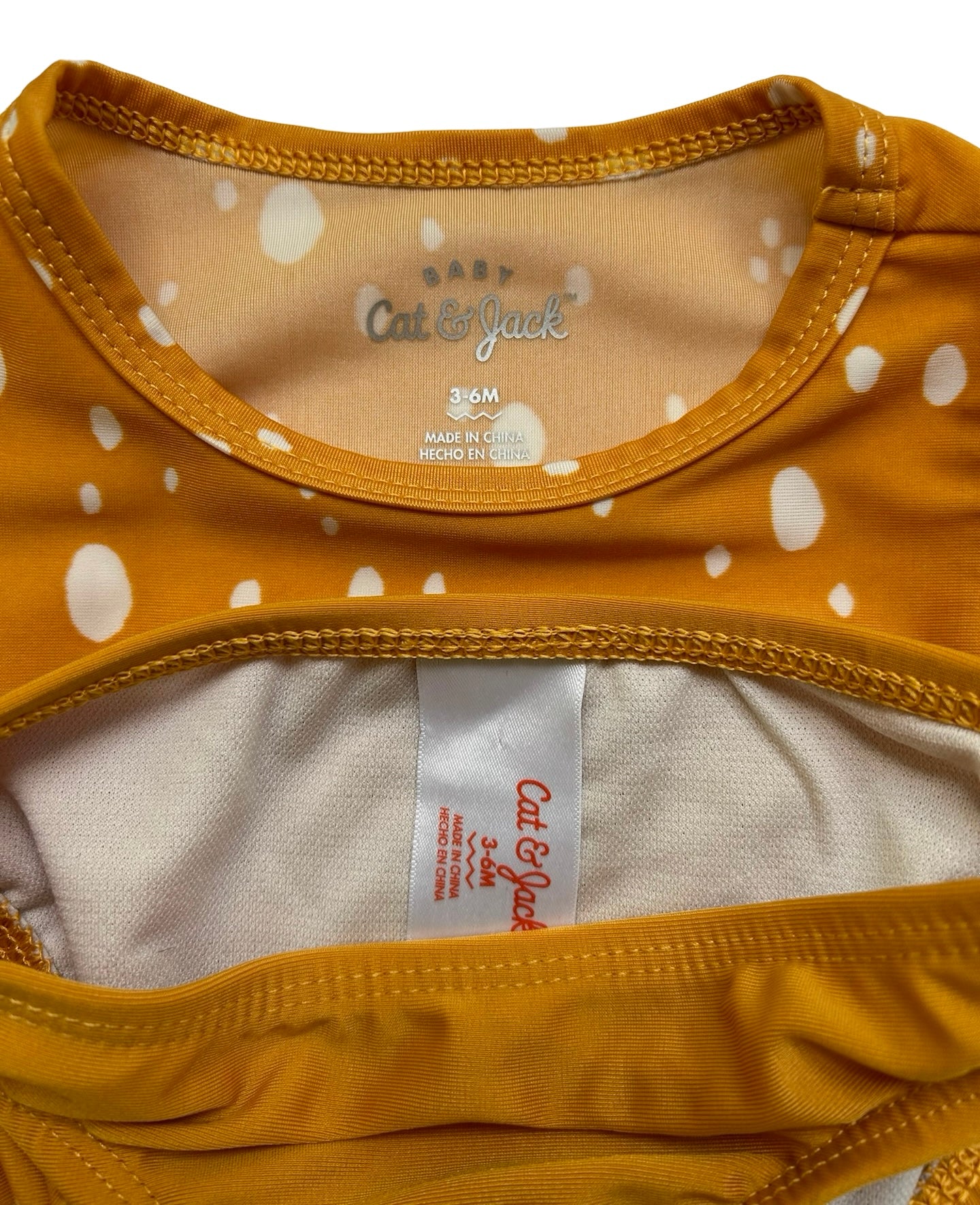 3M-6M Baby Girls Cat & Jack Long Sleeve Ruffle Swimsuit Set 2 Pieces.