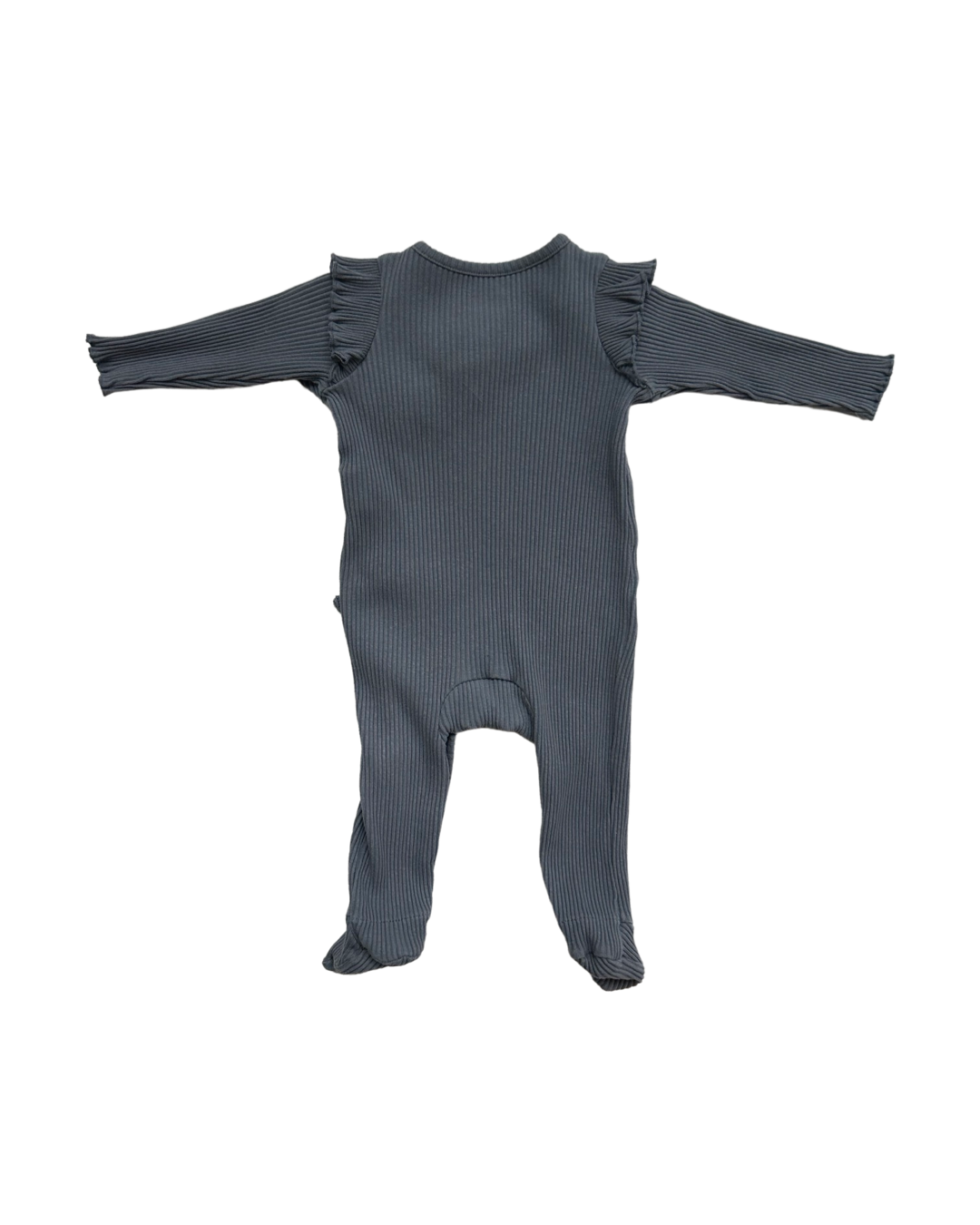 0-3M Baby Girl Mud Pie Blue Gray Ribbed Sleeper