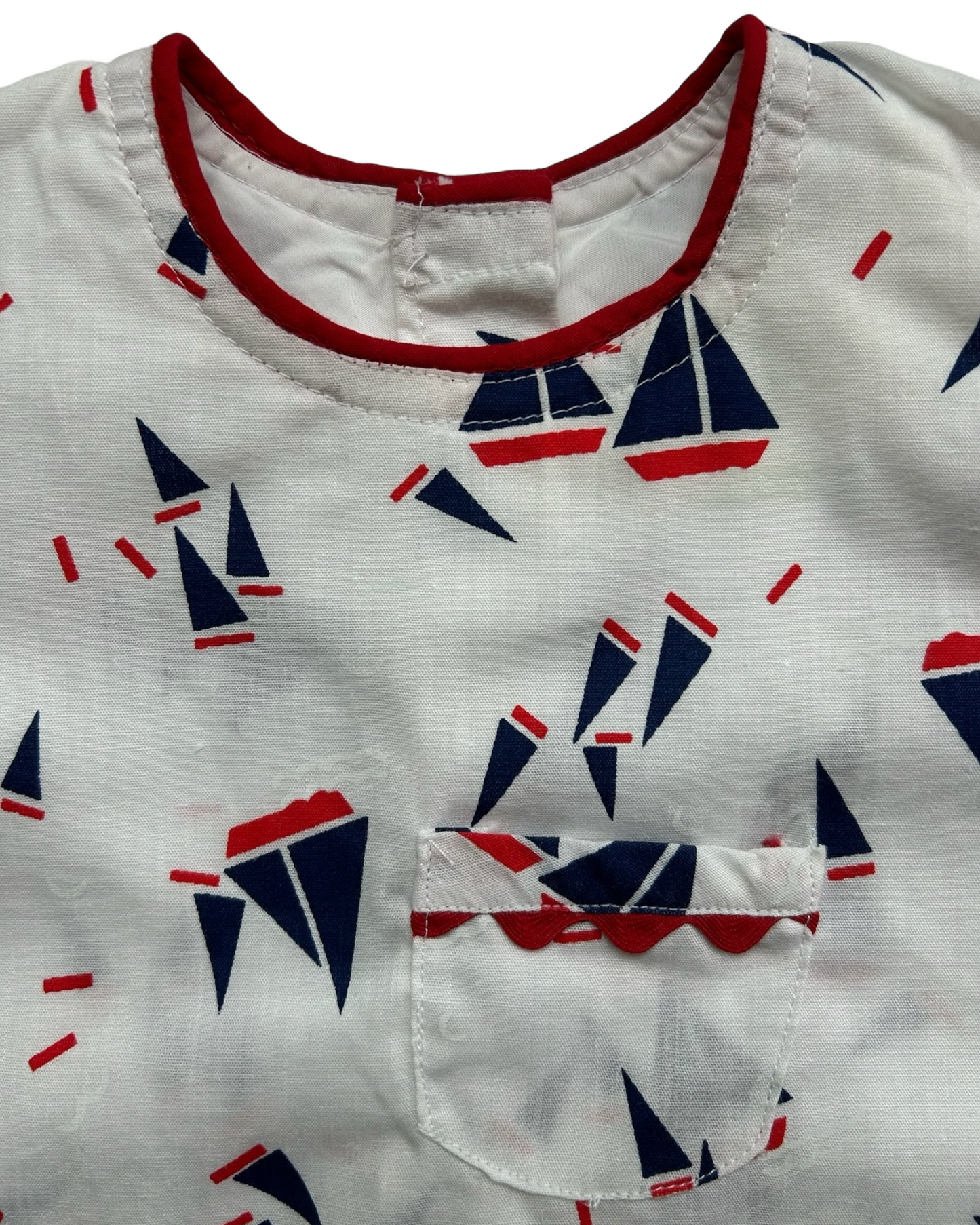 9M-12M Baby Girls Sailboats Blouse One Piece.