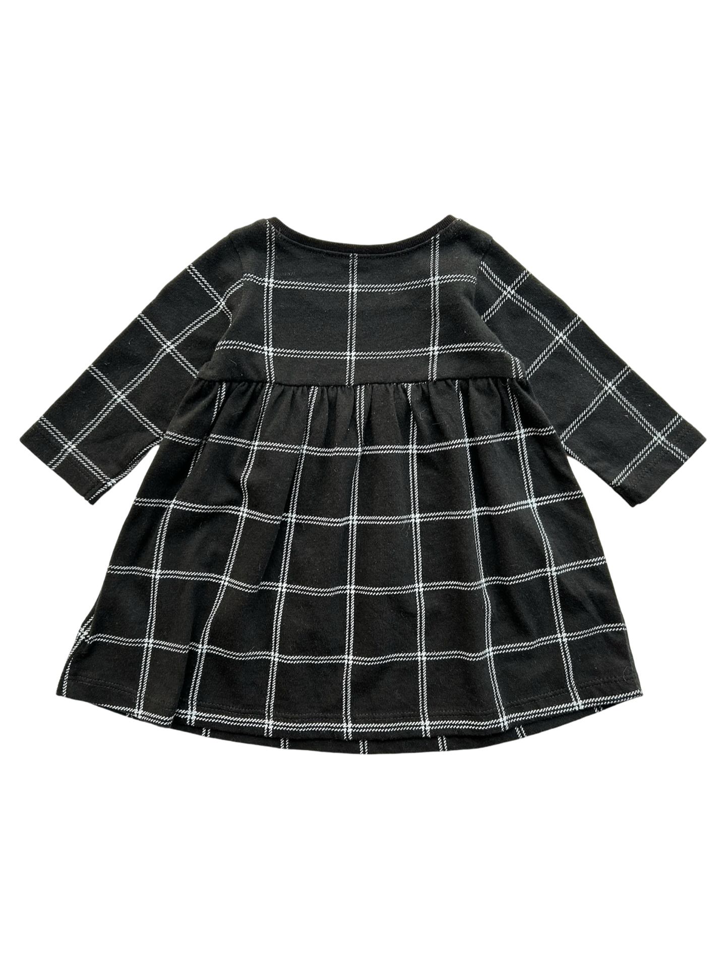 0-3M Baby Girl Old Navy Black Plaid Long Sleeve Dress