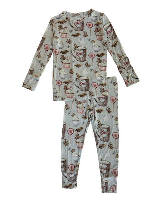 3T Toddler Girls Lev Baby Christmas Joy Cocoa Bamboo Lounge Pajama 2 Piece Set