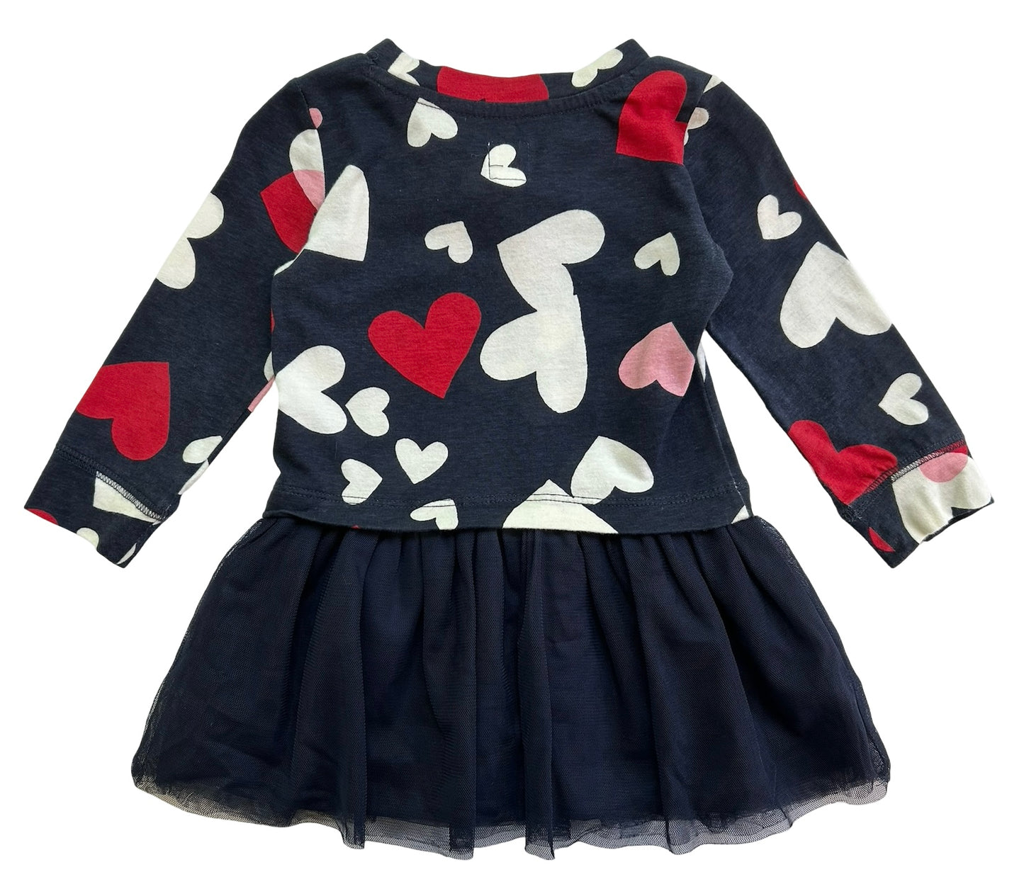12M-18M Baby Gap Girl’s Navy Heart Dress With Tutu Skirt