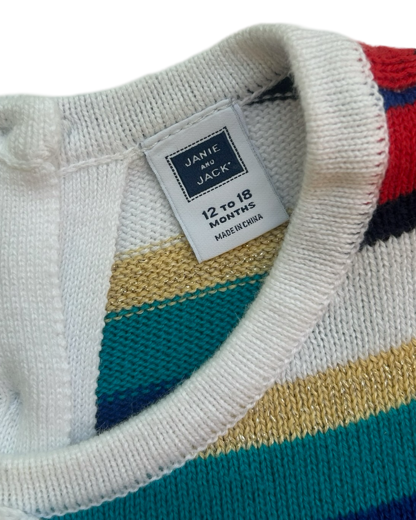 12M -18M Baby Girls Janie & Jack Striped Short Sleeve Dress.