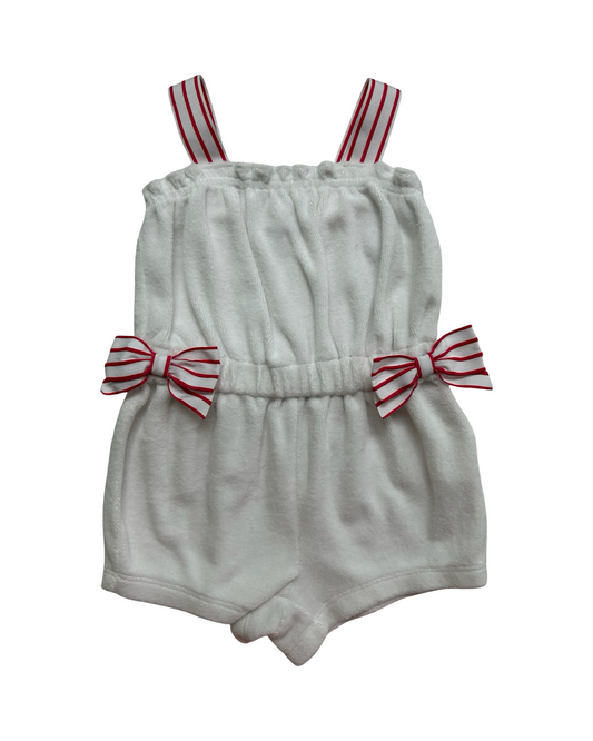 3M-6M Baby Girls Janie & Jack White Bow Terry Romper