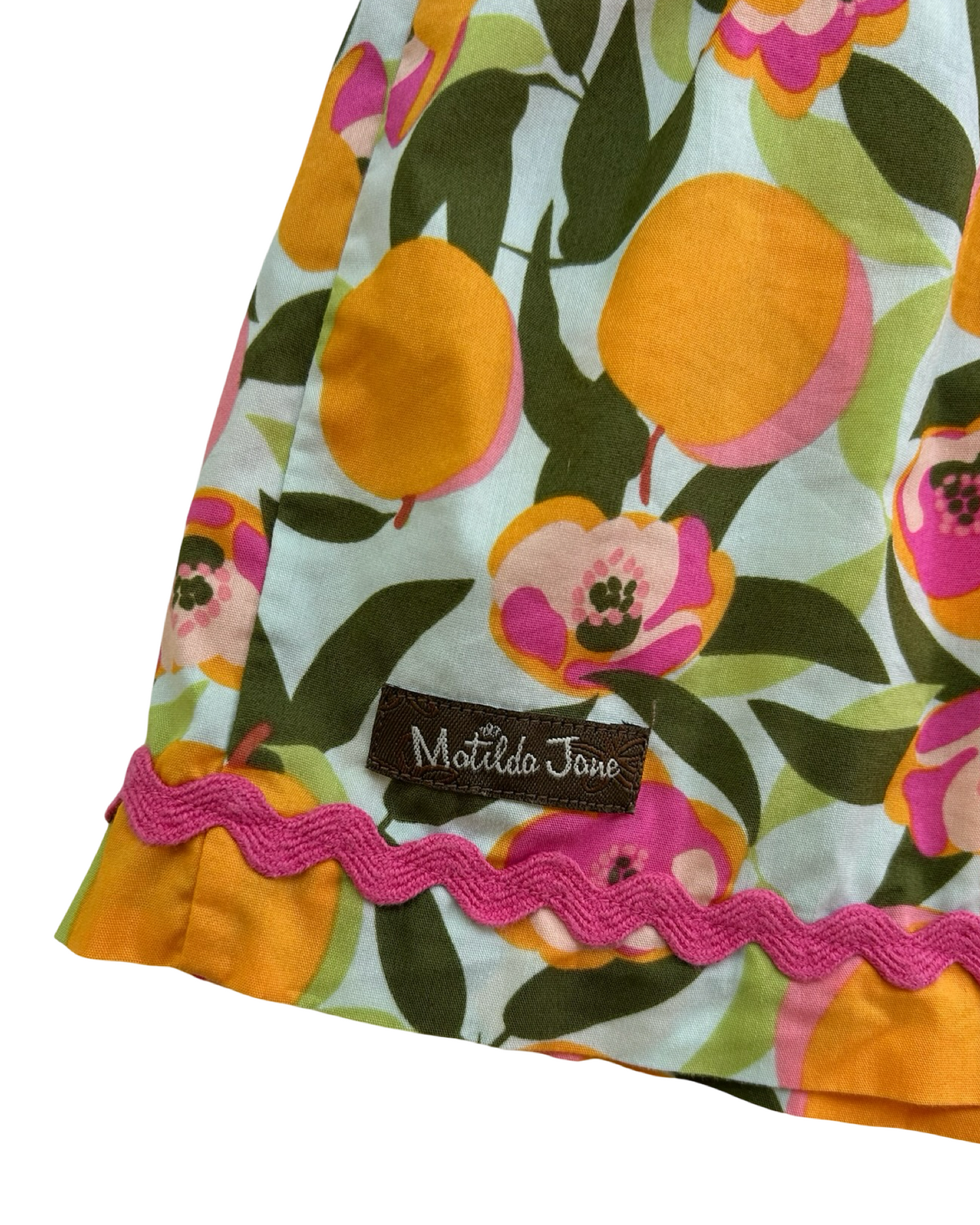 4T Toddler Girl Matilda Jane You’re A peach Halter Tunic Top And Stripe Ruffle Short 2 Piece Set.