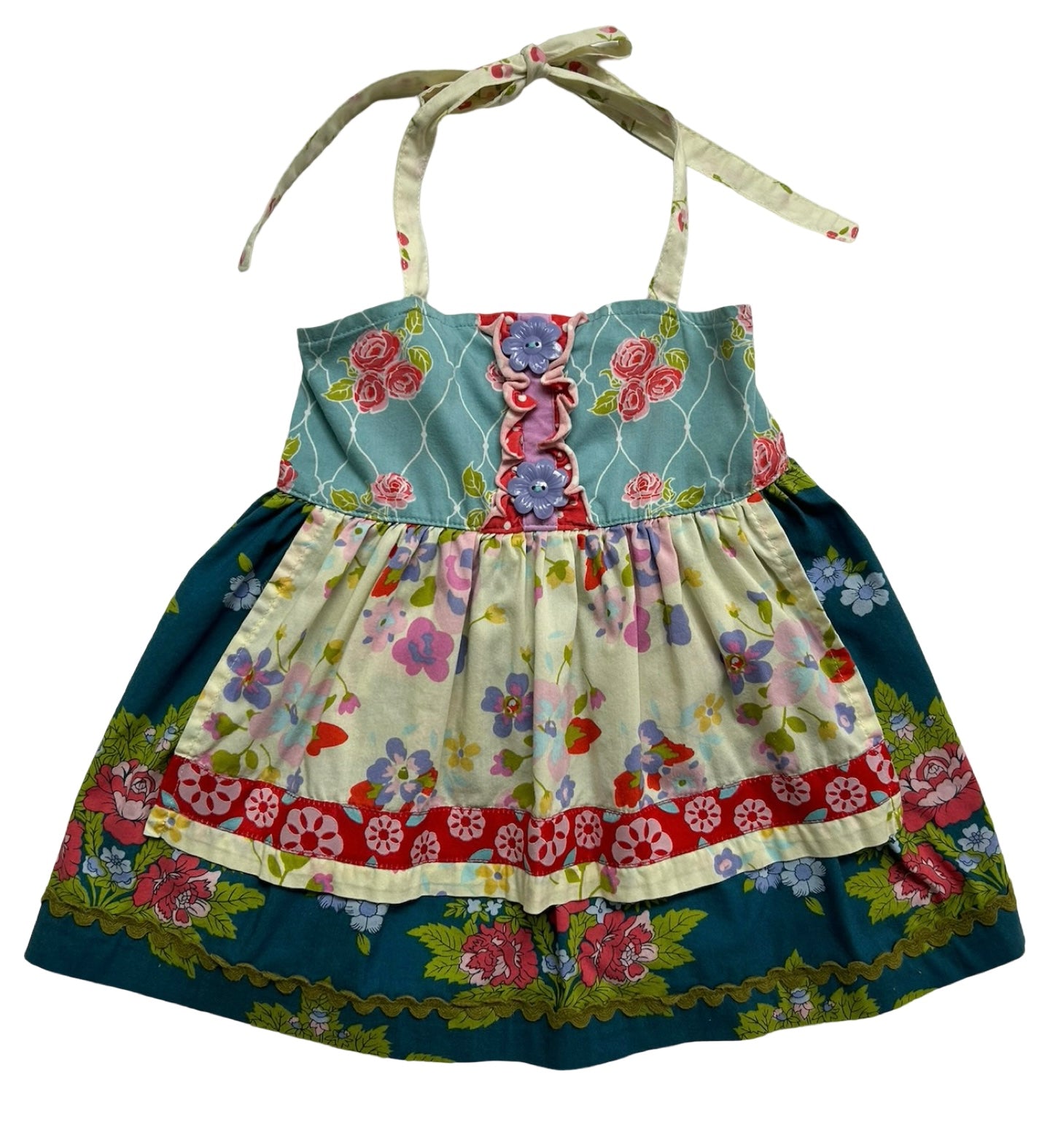2T Toddler Girl Matilda Jane Sleeveless Floral Apron Dress.