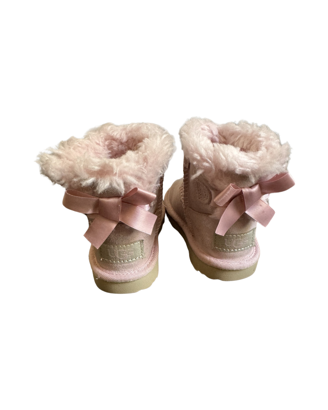 6C Toddler Girl Pink Sparkle Leather UGG Mini Bailey Bow Snow Boots