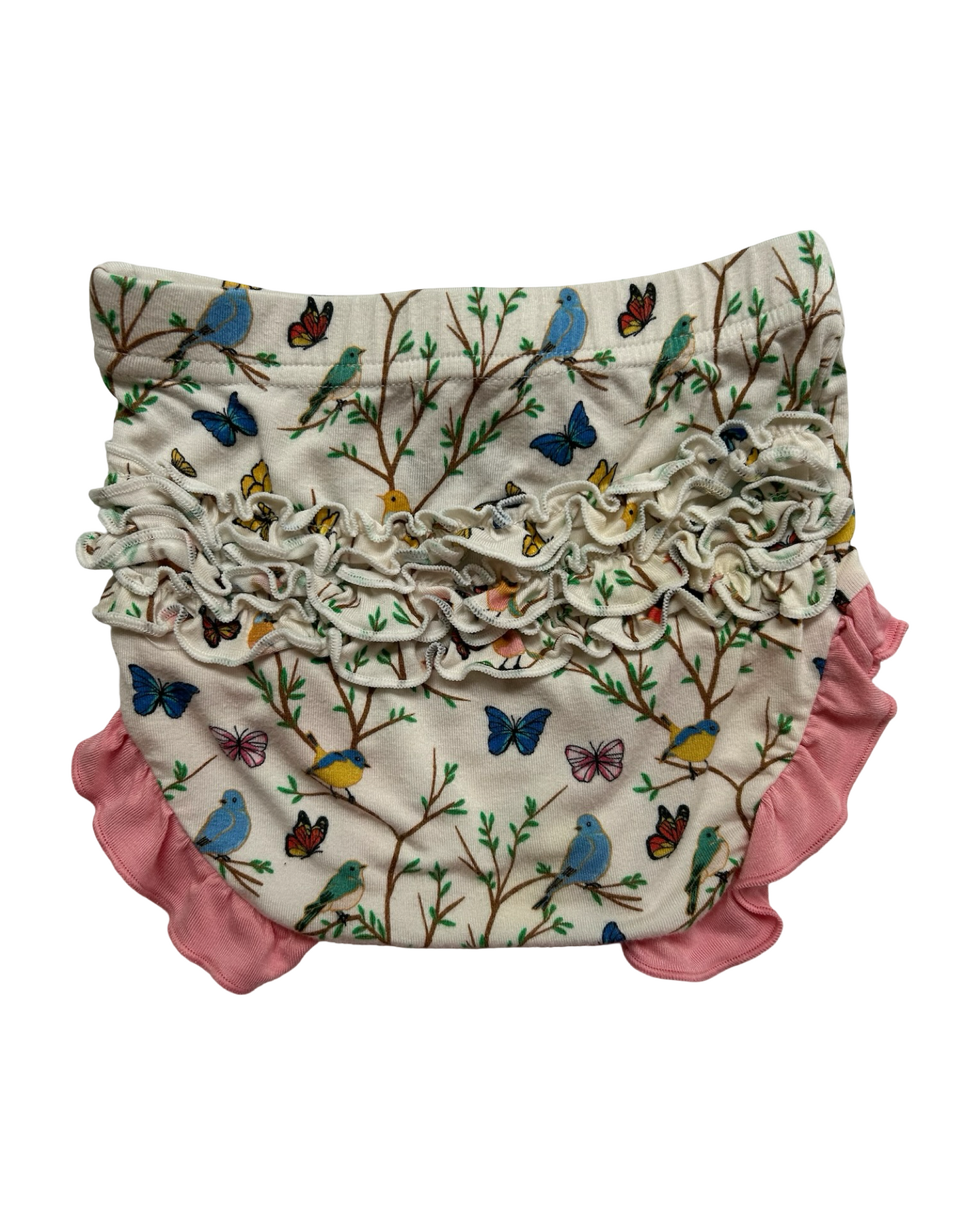 6M-9M Baby Girls Free Birdees Once Upon A Branch Birdees & Butterflies Ruffle Peplum Shorts 2 Pieces Set
