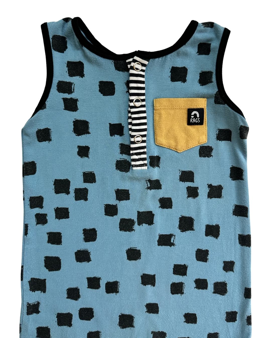 18-24M Baby Boy / Girl RAGS to Raches Blue / Black Tank Shortie Romper