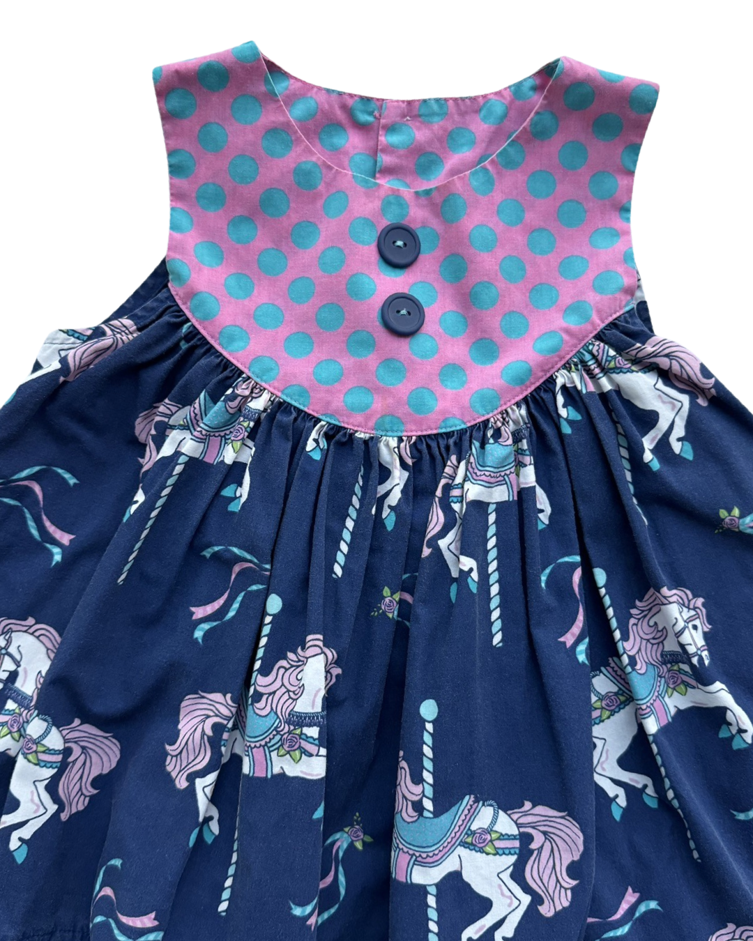 2T Toddler Girl Eleanor Rose Gigi Blue Carrousel Horse Dress