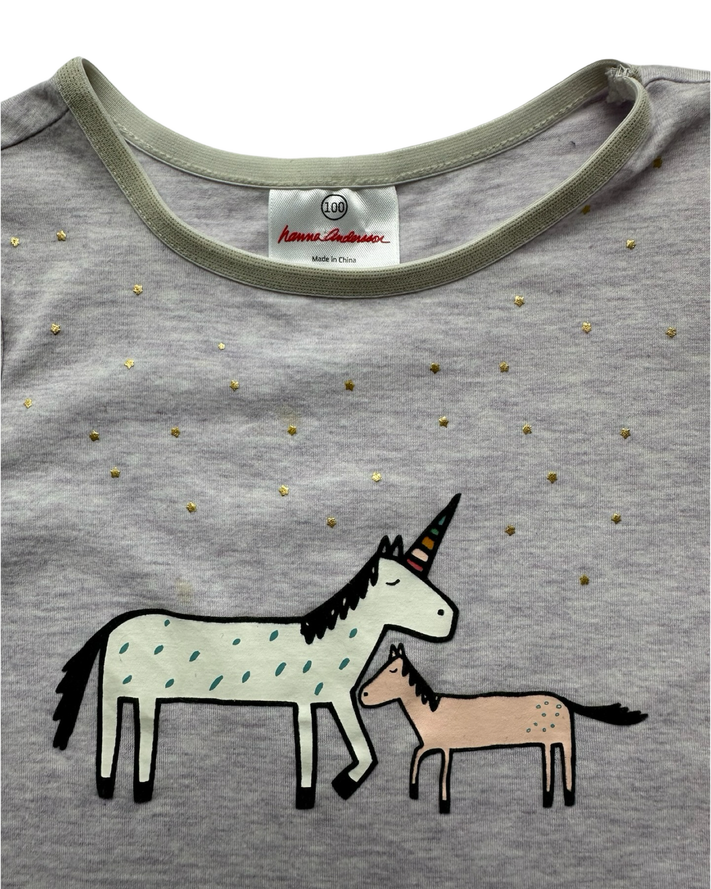 4T (100-cm) Toddler Girls Hanna Andersson Gray Unicorn Shirt Top