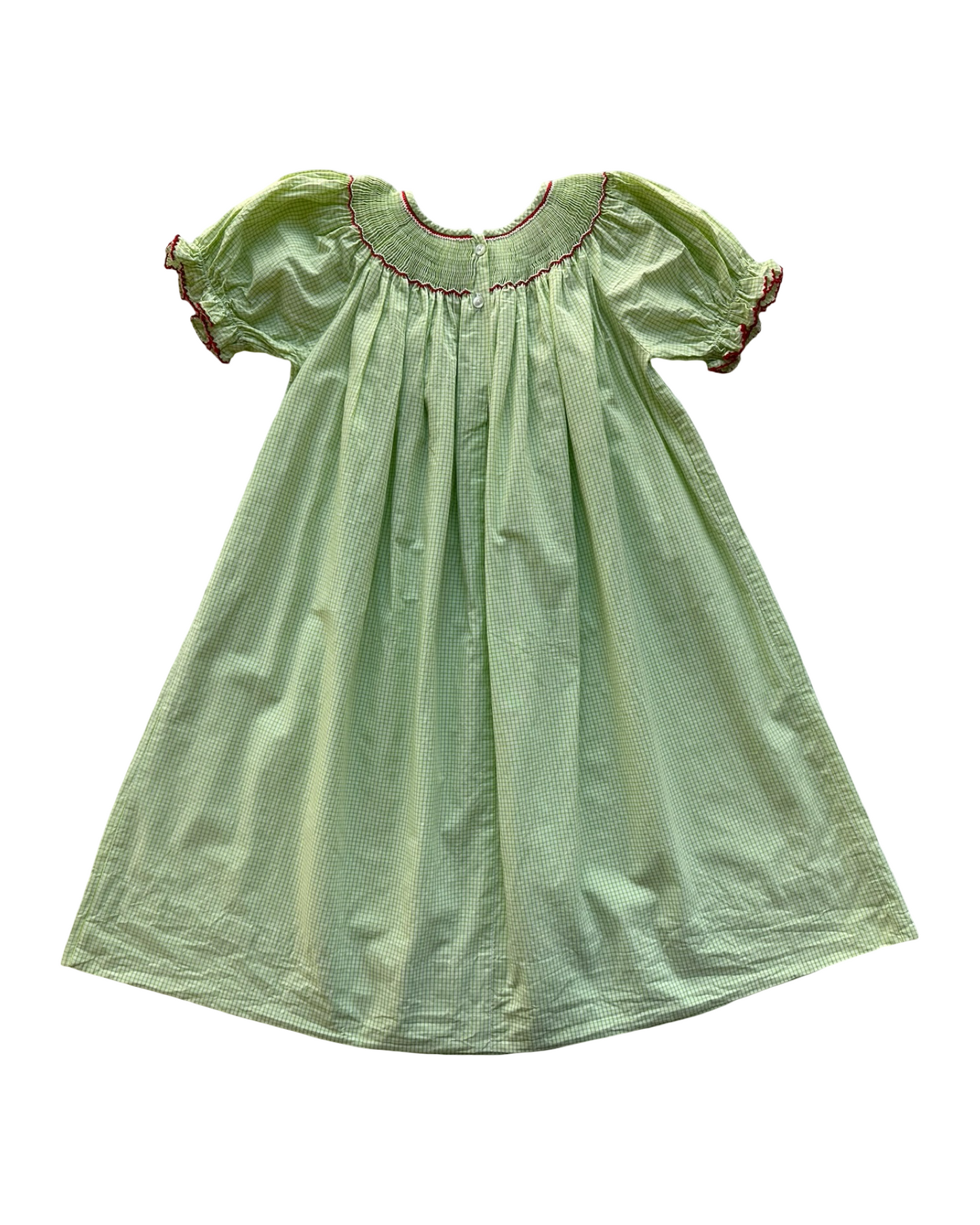 4T Toddler Girl Petit Bebe Christmas Gingham Smocked Santa Claus Dress