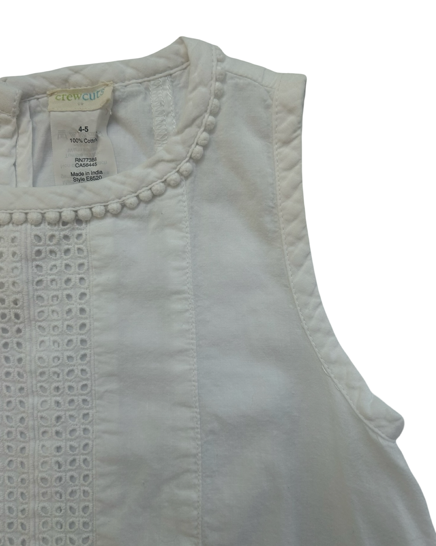 4T-5T  Toddlers Girls Crewcuts Eyelets Sleeveless Tank Top.