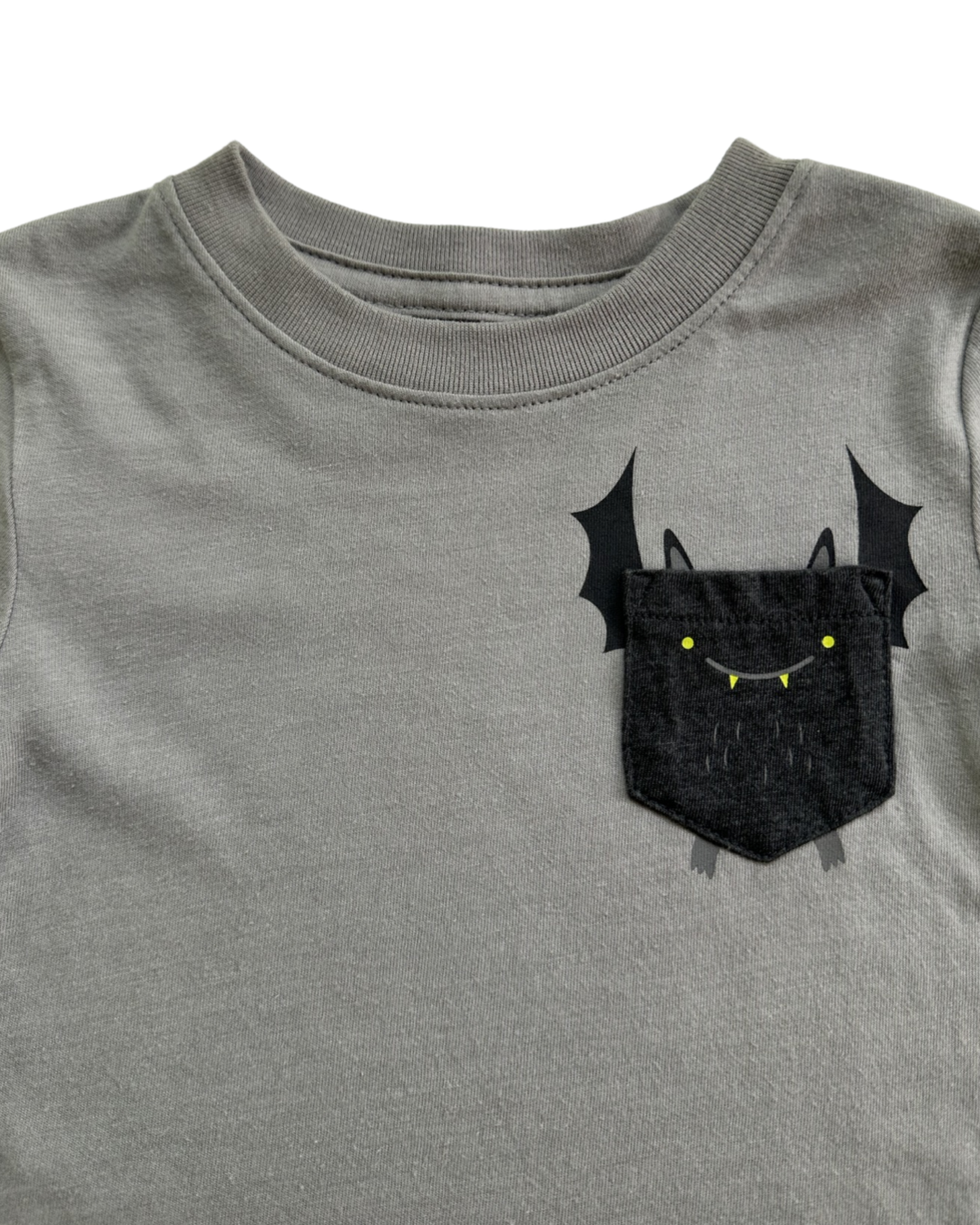 18M Baby Boy Gray Cat & Jack Bat Pocket T-Shirt Top