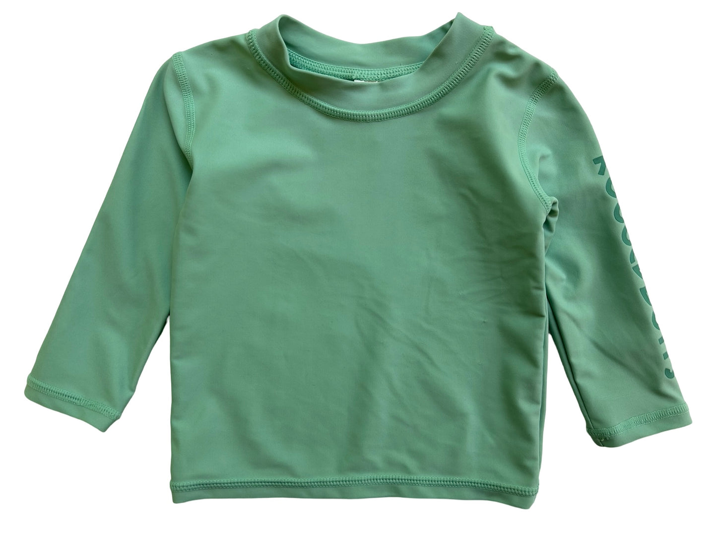 6-12M RuggedButts Baby Boy Green RashGuard Shirt Swimsuit.