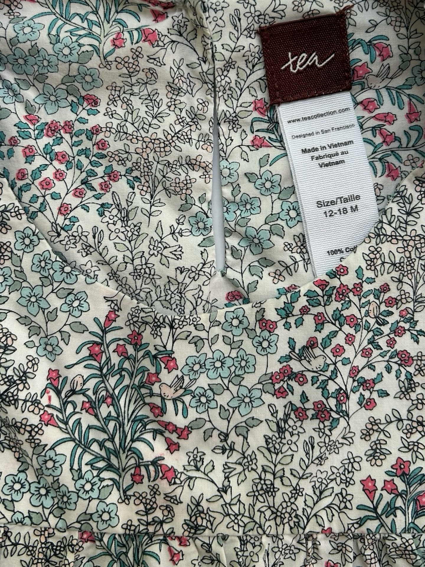 12M-18M Baby Girls Tea Collection Blouse Top Floral Short Sleeve.