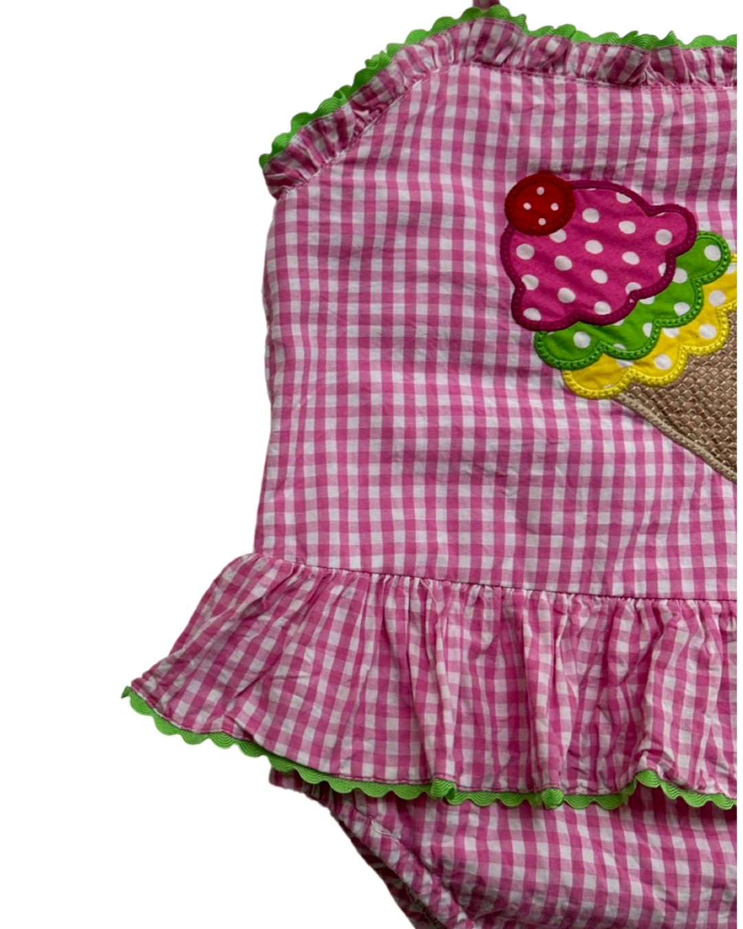 18M-24M Baby Girl Pink Seersucker Lil' Cactus Ice Cream Swim Suit