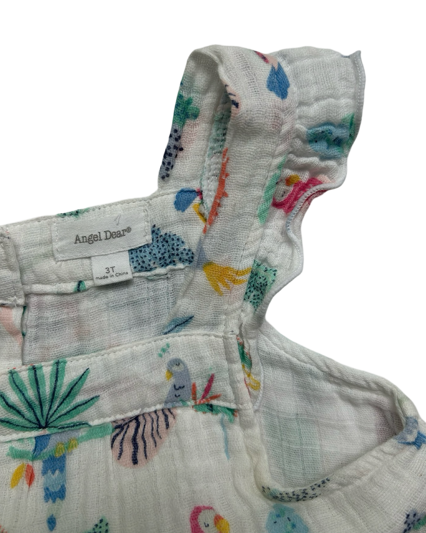 3T Toddler Girl Angel Dear Muslin Parrot Rainforest Dress