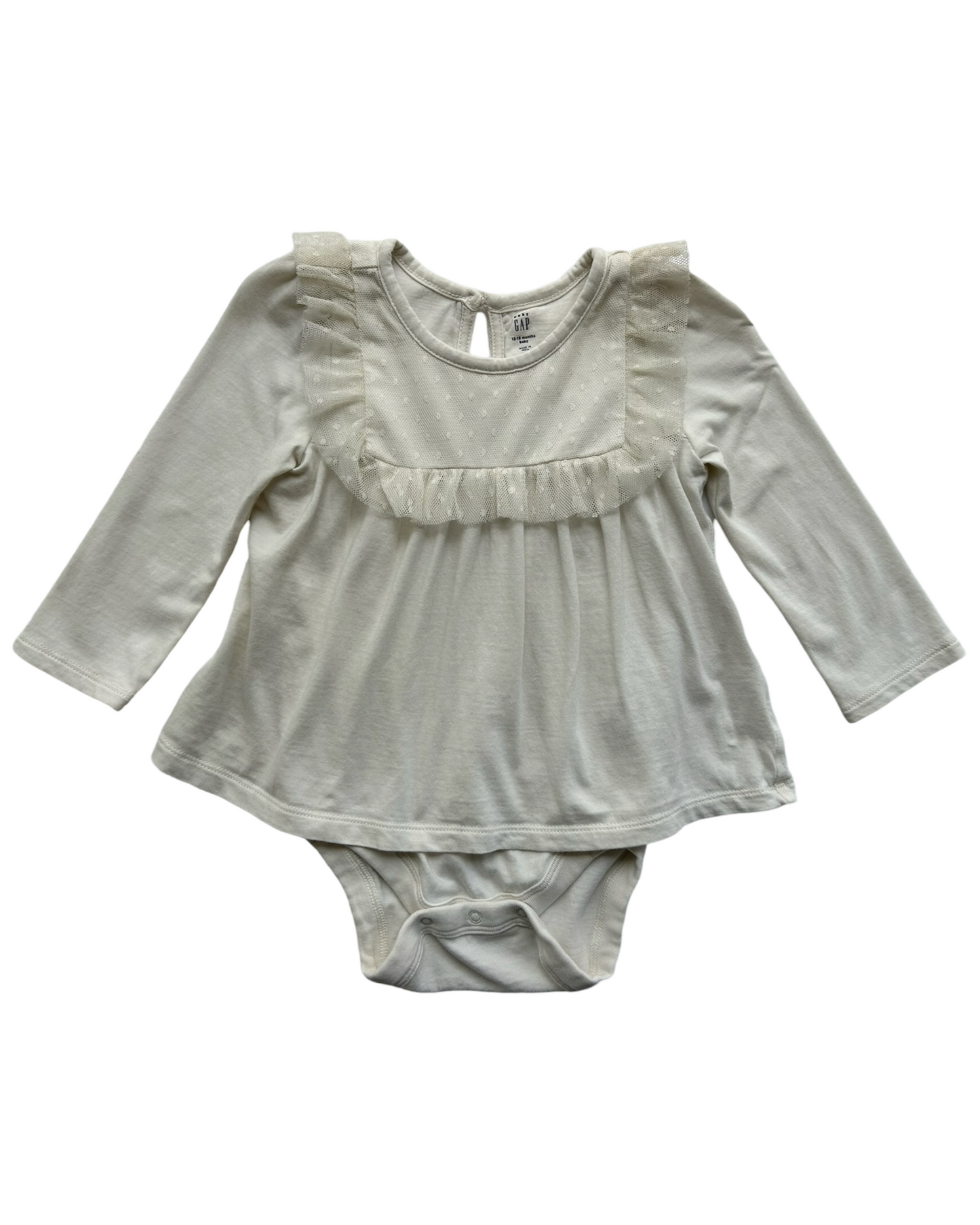 12M-18M Baby Girl Baby Gap Long Sleeve Bodysuit Dress.