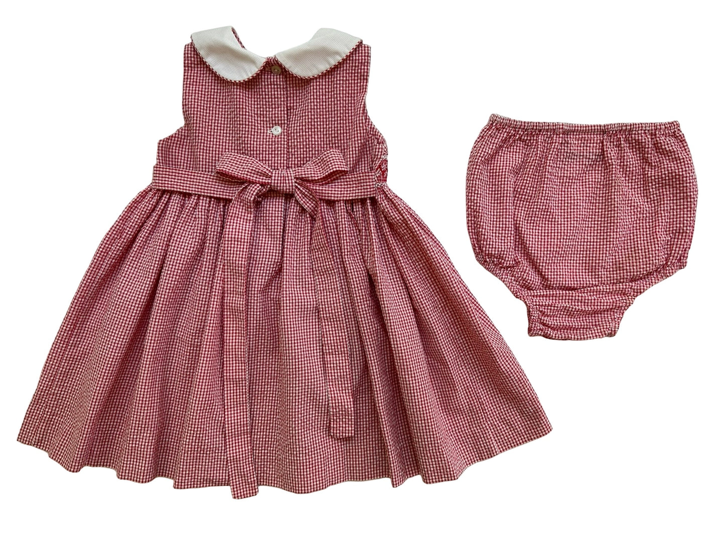 18M Baby Girl’s Rare Editions Pink Gingham Dress Whit Diaper Cover.
