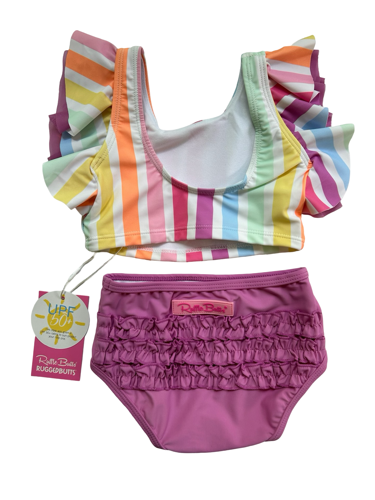 18M - 24M  Baby Girls RuffleButts Rainbow Dream Orchid Butterfly Tankini 2 Pieces Set. NWT