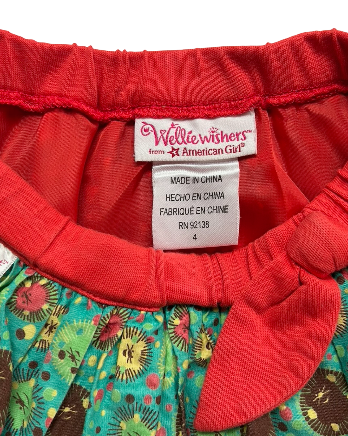 4T Toddler Girls American Girl Wellie Wisher Doll Willa Hedgehog 🦔 Print Meet Skirt.