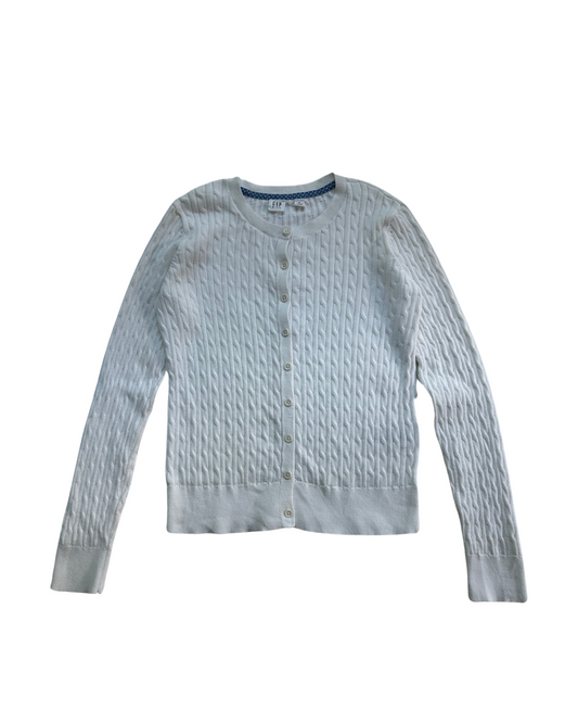 Youth Girls Size XL 12/13 Gap Kids White Cable Knit Cardigan