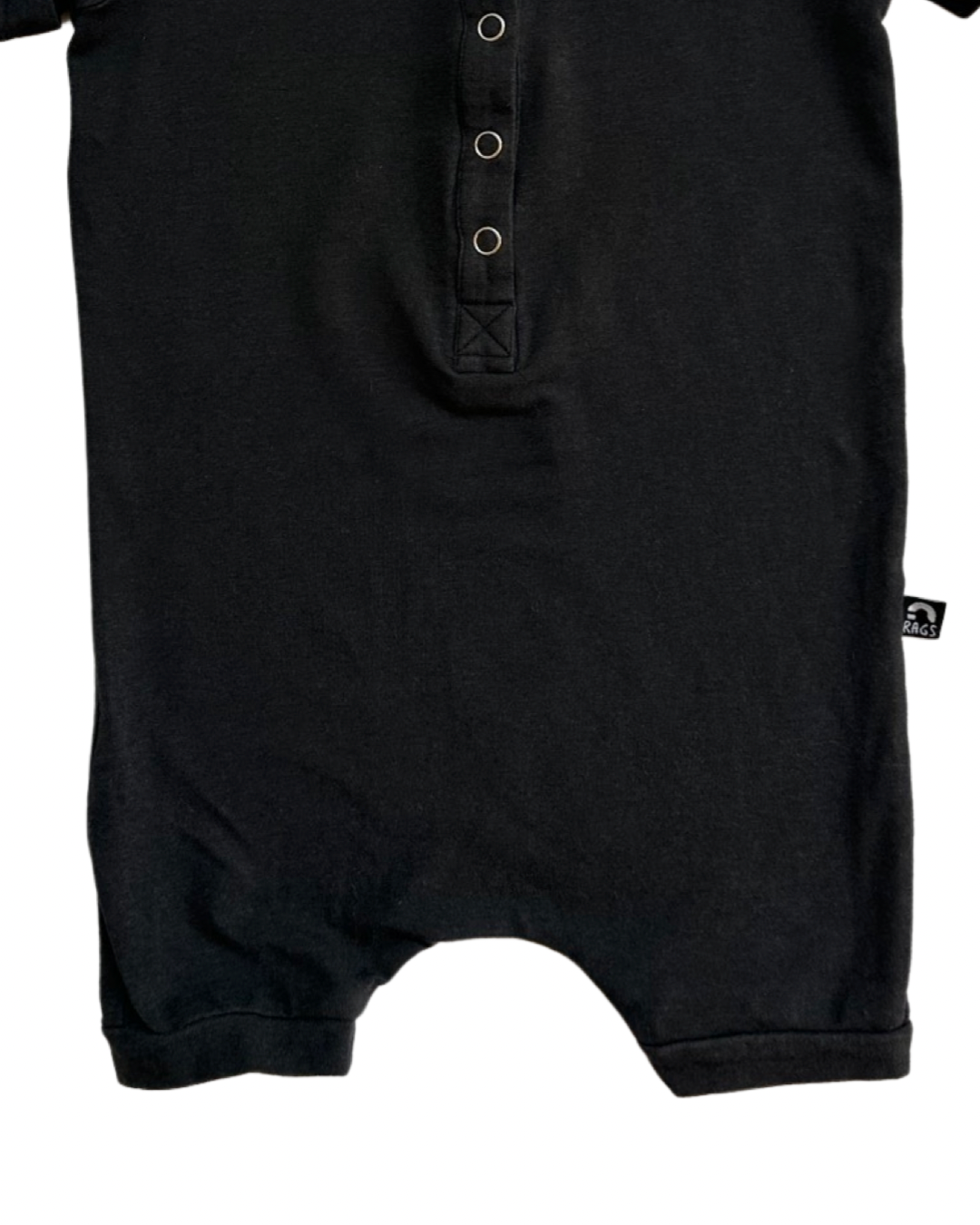 2T Toddler Boy / Girl Black RAGS to Raches Essentials Shortie Romper