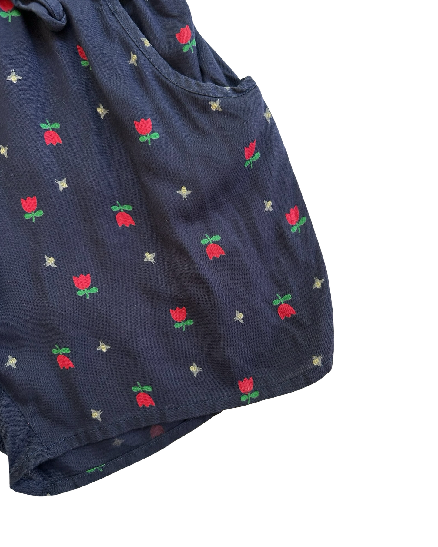 (100-cm) 4T Toddlers Girls Hanna Andersson Tulips 🌷 And Bee 🐝 Print Romper.