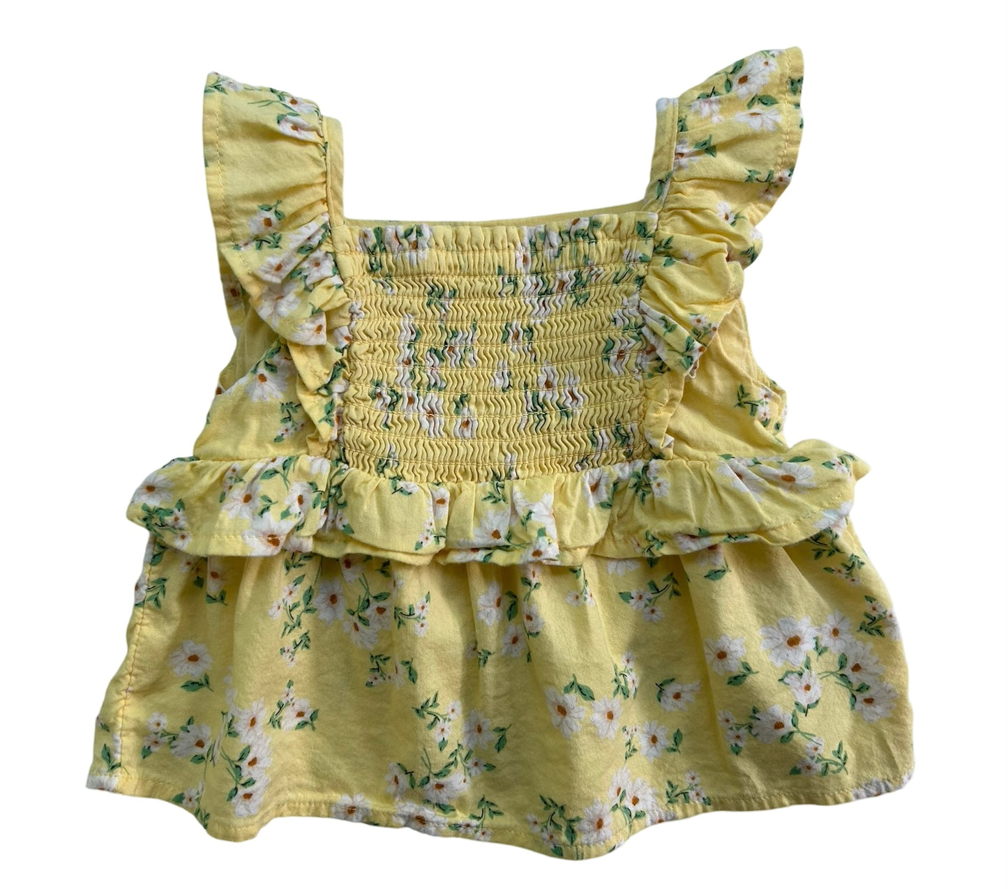 3-6M Baby Girl Old Navy Yellow Ruffle trim Floral Dress w/ Bloomers