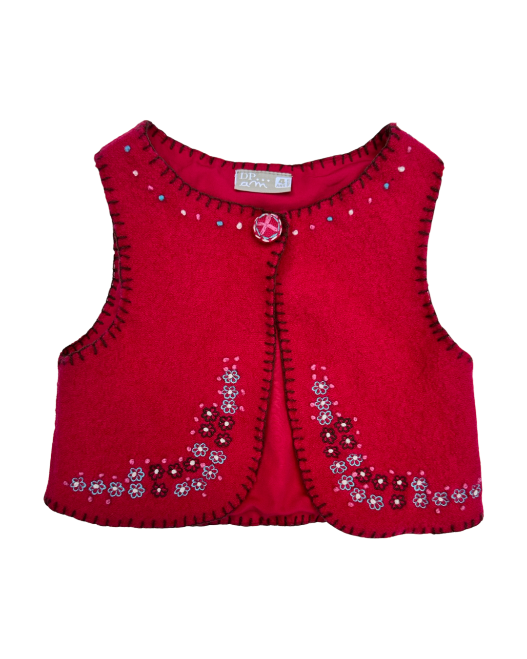 4T Toddler Girl DPAM Pink Wool Embroidered Vest and Matching Skirt