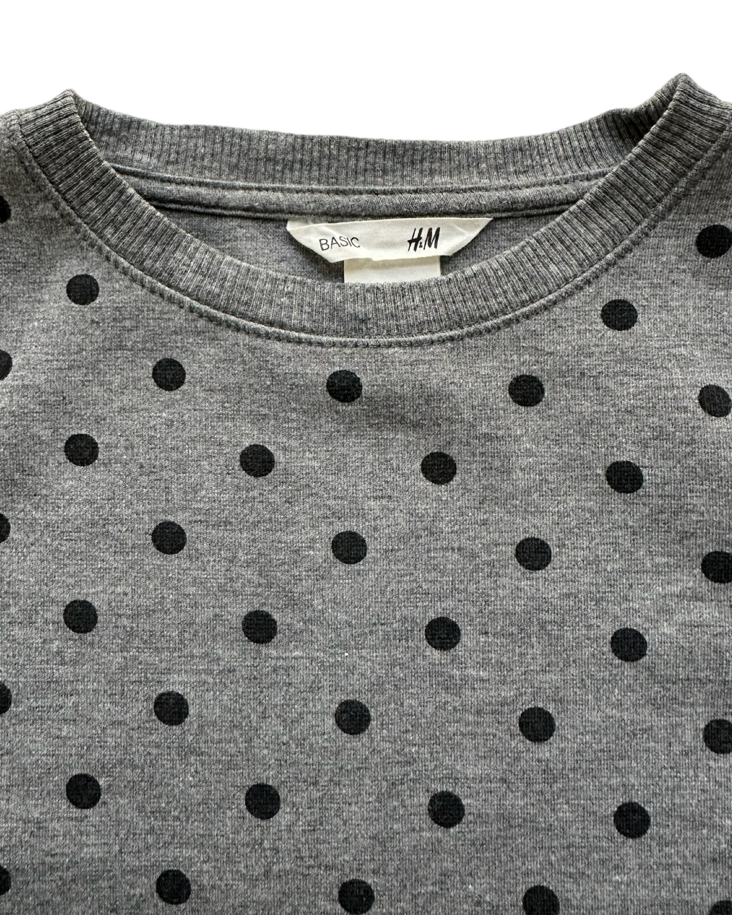 2-4Y Toddler Girl H&M Gray, 3/4 Sleeves With Pockets And Black Polka Dots Dress.