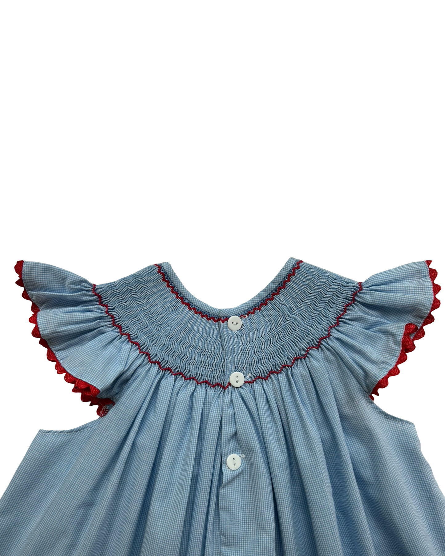 6M Baby Girls Mom & Me Patriotic Light Blue Gingham Flags 🇺🇸🇺🇸🇺🇸 Smocked And Ruffled Sleeves Dress