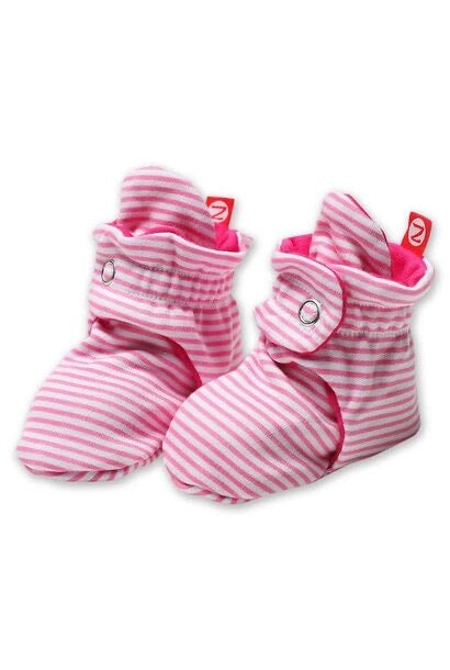 12M Baby Girls Zutano Cozie Gripper - Striped Booties Slippers