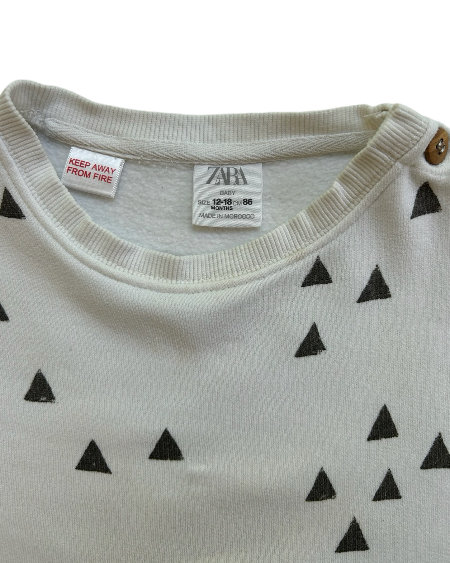 12-18M Baby Boy Zara White Triangle Everyday is a Funday Sweatshirt