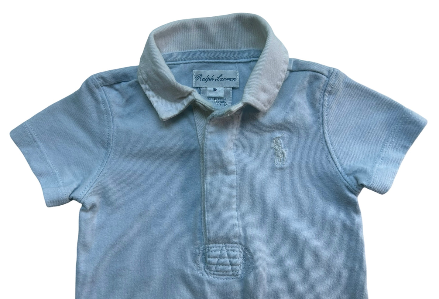 3M Ralph Lauren Polo Baby Boy Light Blue Romper