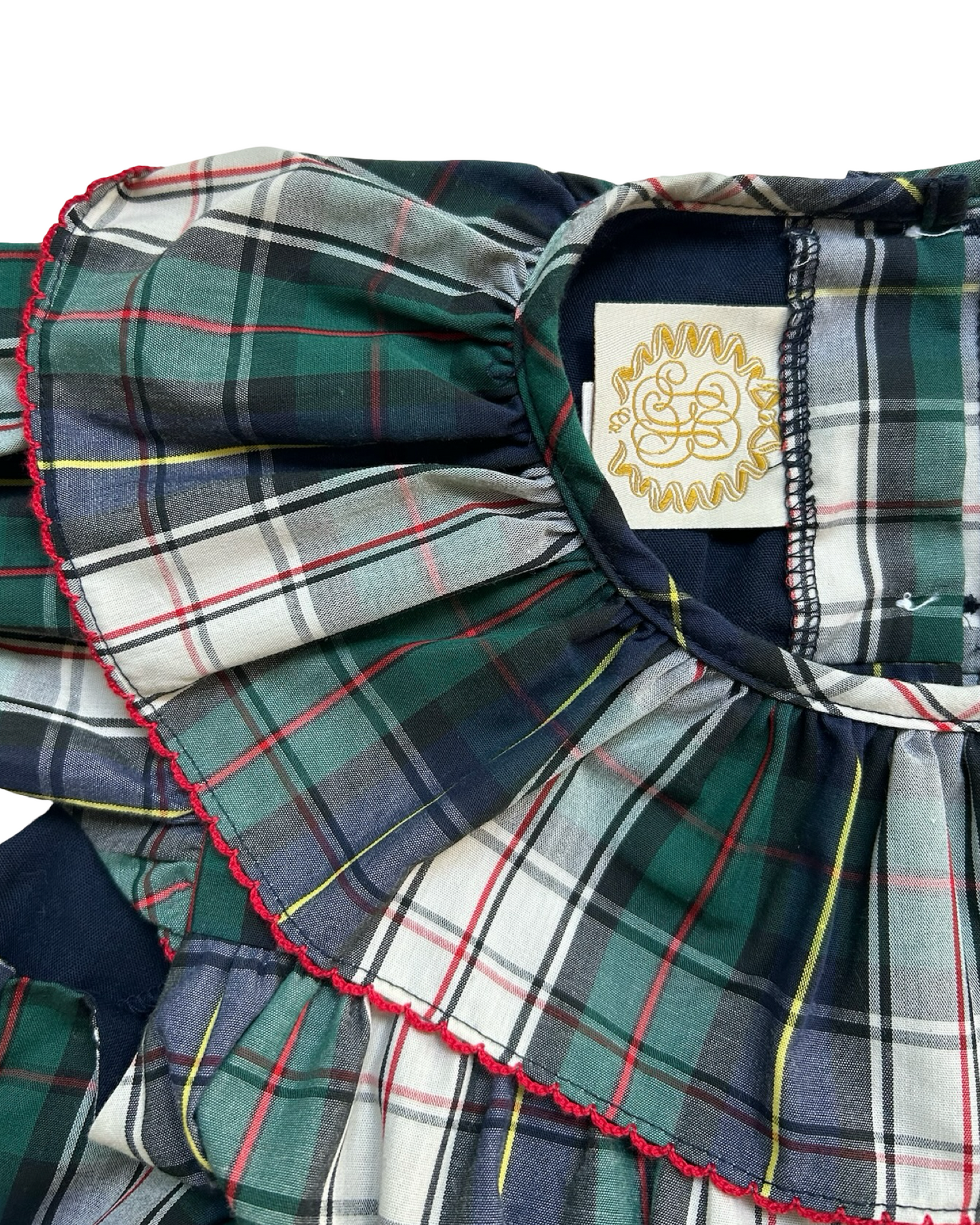 6T Toddlers Girls The Beaufort Bonnet Company Plaid Ruffle Collared, Short Sleeve And Bloomers,Two Piece Set.