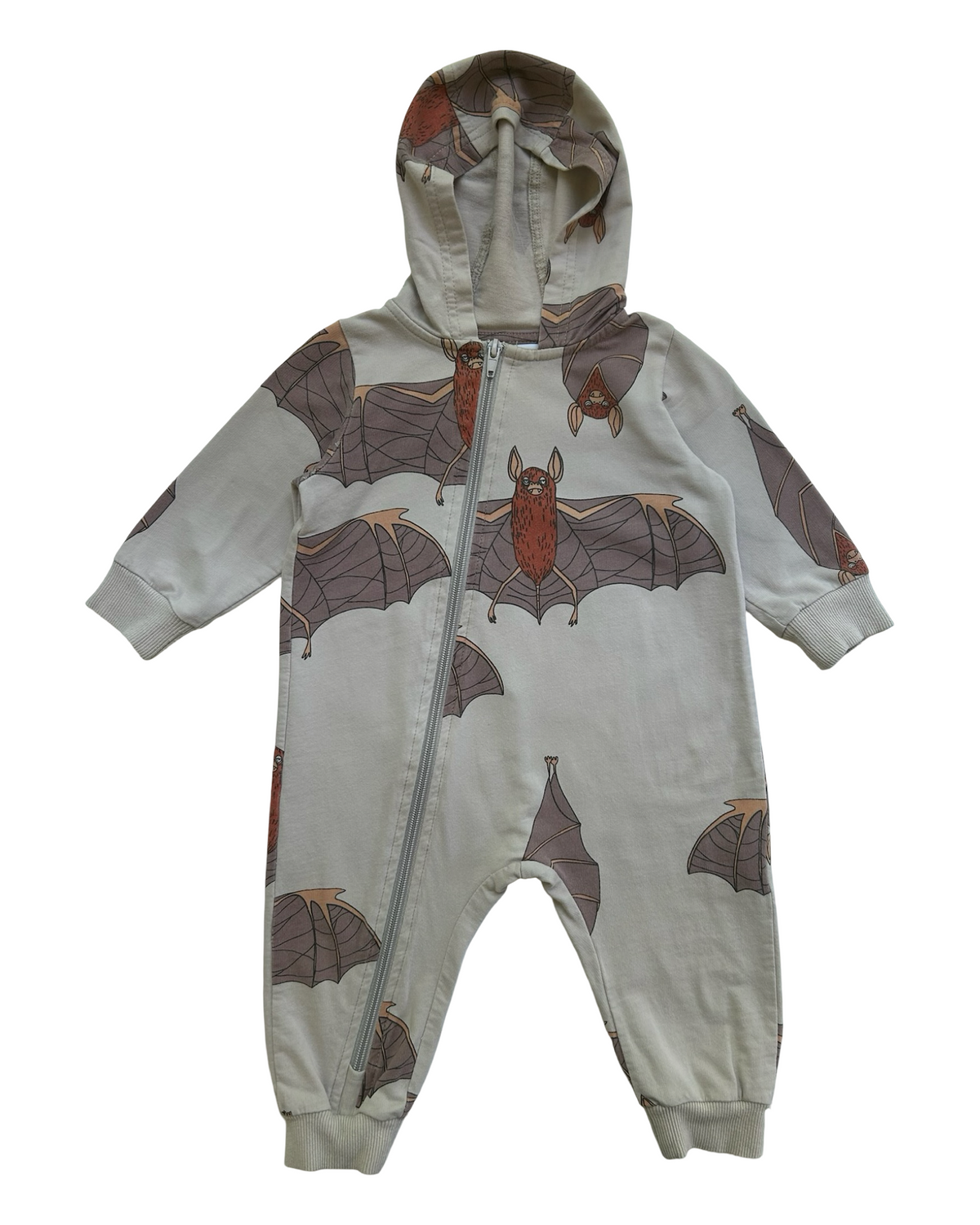 80-86 Baby Boys Mini Rodini Zipper Jumpsuit Bat Design. Approximate Age: 9-18 Months