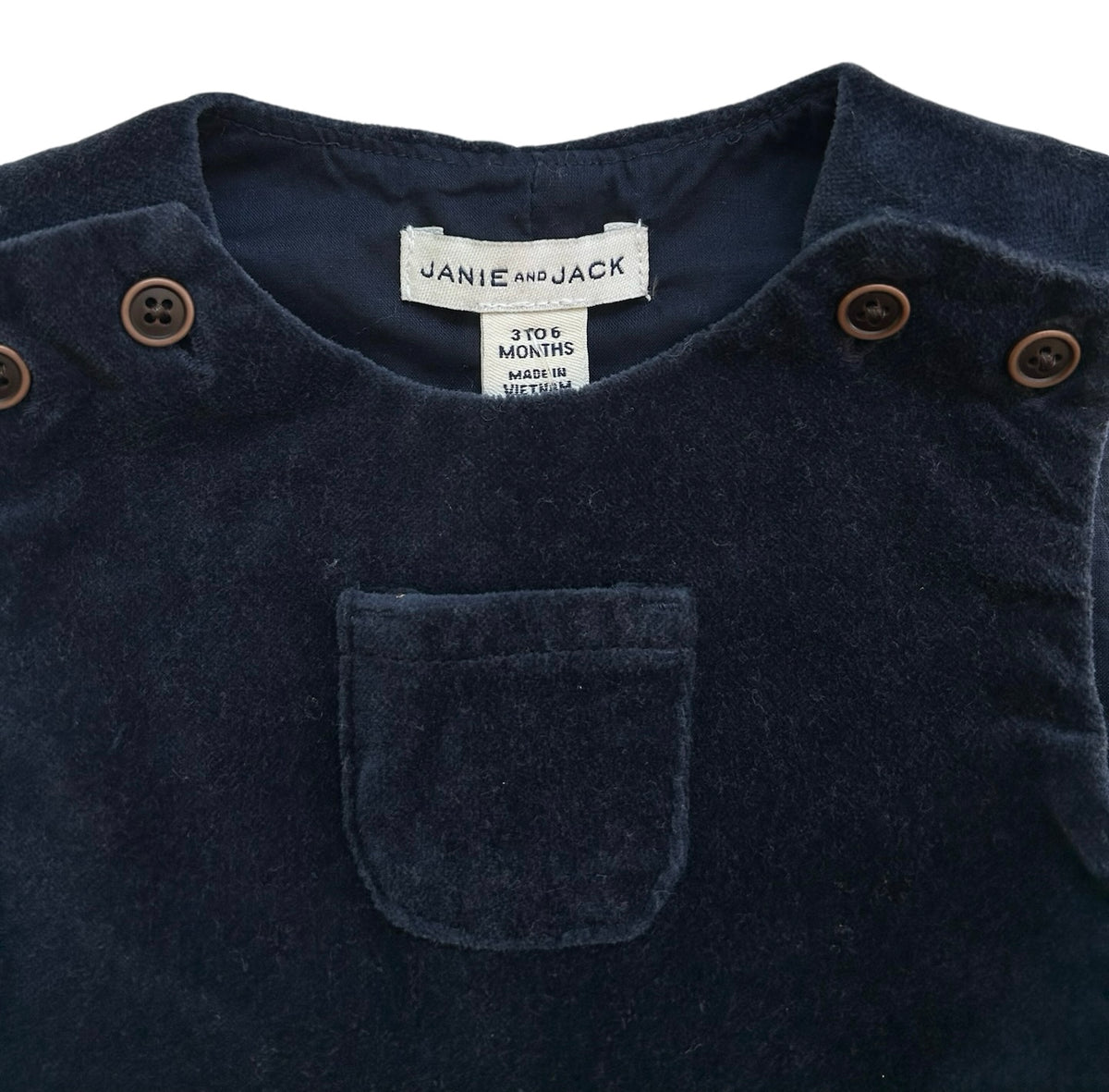 3M - 6M Baby Boys Janie & Jack Blue Velvet Rompe Jon Jon