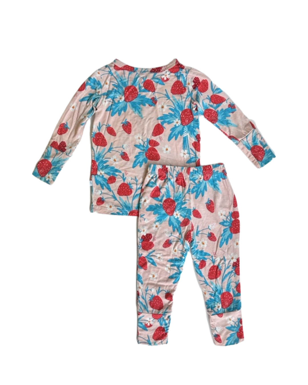 6-12M Baby Girl Posh Peanut Bamboo Strawberry 2pc Outfit / PJ Set