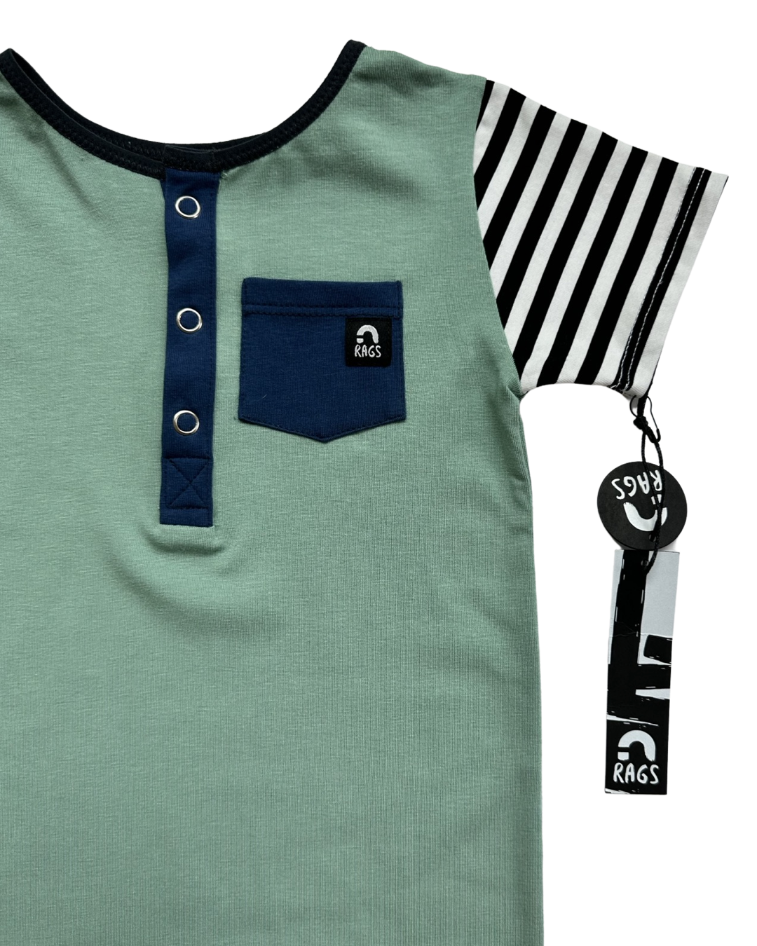 2T Toddler Boy RAGS to Raches Green Romper