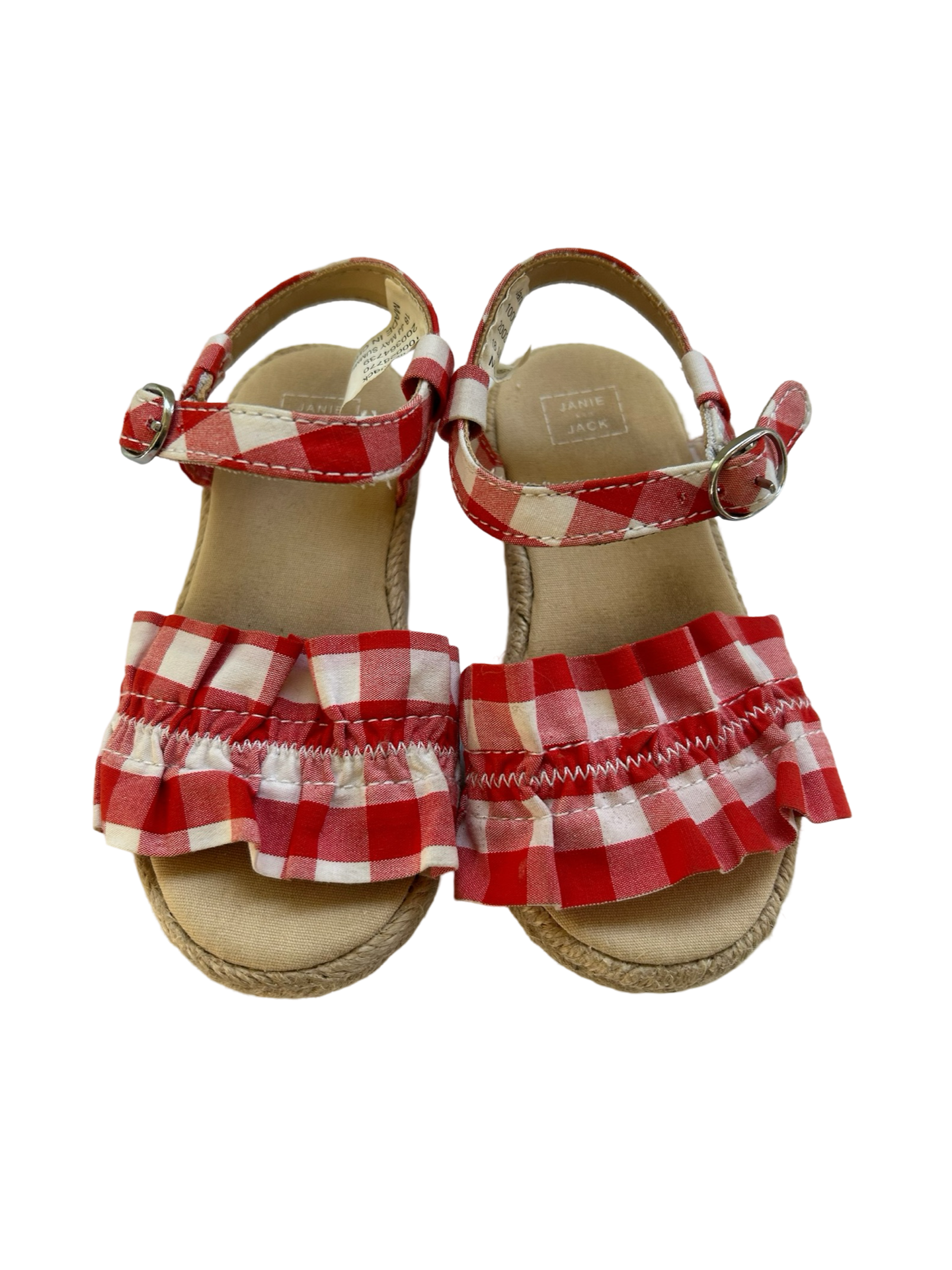 5C Toddler Girl Janie & Jack Red & White Gingham Checkered Sandals
