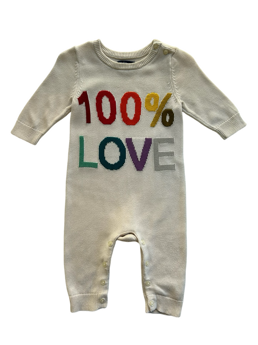3-6M Baby Girl Boy Baby Gap Cream 100% Love Romper