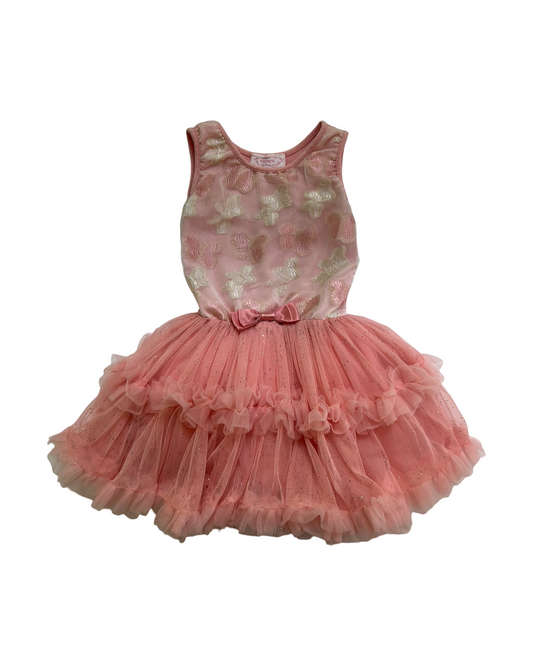 M (5-6) Toddler Girls Popatu Butterfly Pink Ruffle Tutu Dress