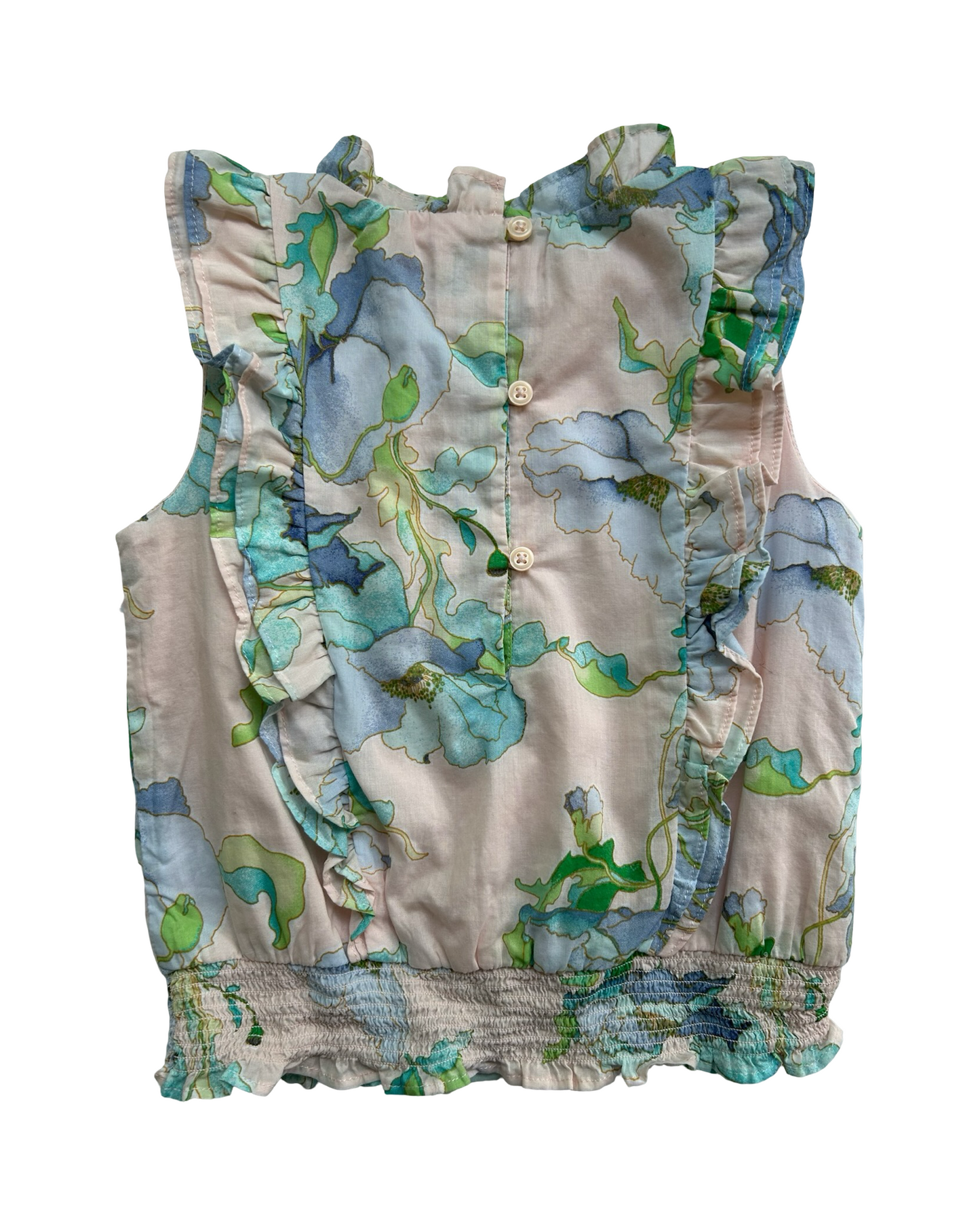 5T Toddlers Girls Janie and Jack Floral Smocked Ruffle Top.